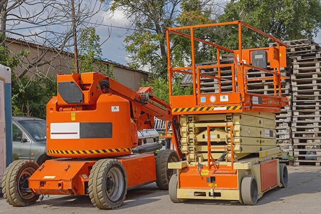 heavy-duty forklift in a warehouse setting in Delafield, WI